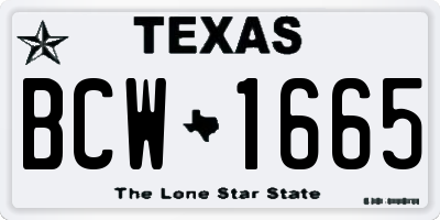 TX license plate BCW1665