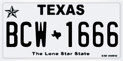 TX license plate BCW1666