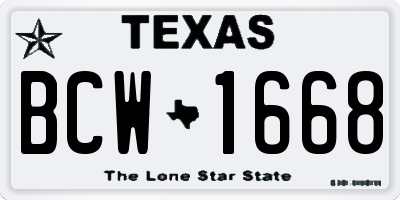 TX license plate BCW1668