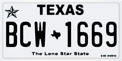 TX license plate BCW1669
