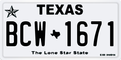 TX license plate BCW1671