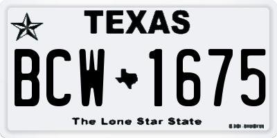 TX license plate BCW1675