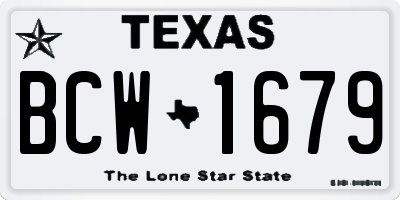TX license plate BCW1679
