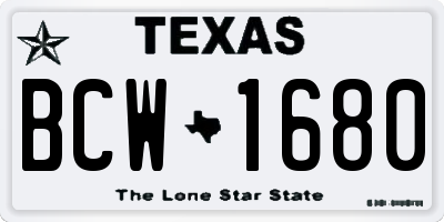 TX license plate BCW1680