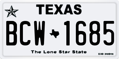TX license plate BCW1685