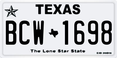 TX license plate BCW1698