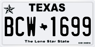 TX license plate BCW1699