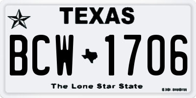 TX license plate BCW1706