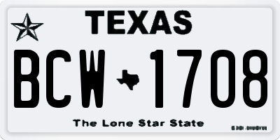 TX license plate BCW1708