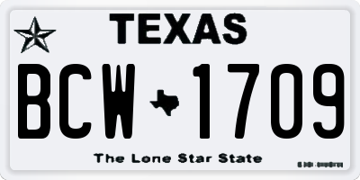 TX license plate BCW1709