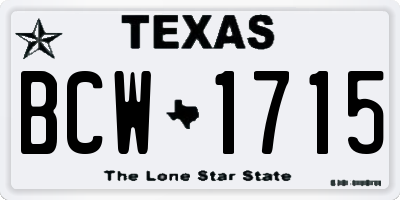 TX license plate BCW1715