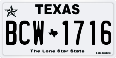 TX license plate BCW1716