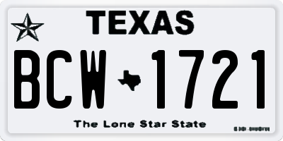 TX license plate BCW1721
