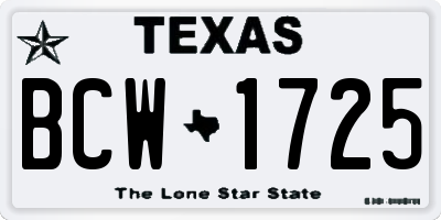 TX license plate BCW1725