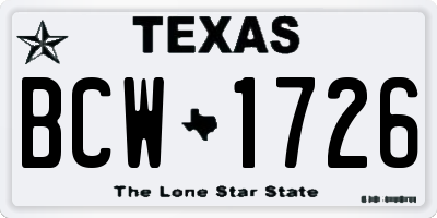 TX license plate BCW1726