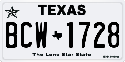 TX license plate BCW1728