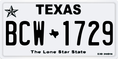 TX license plate BCW1729