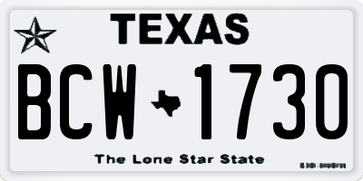 TX license plate BCW1730
