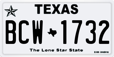 TX license plate BCW1732