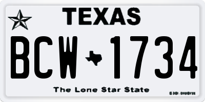 TX license plate BCW1734