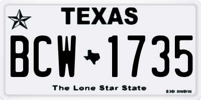TX license plate BCW1735