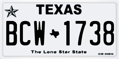 TX license plate BCW1738