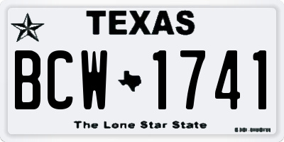 TX license plate BCW1741
