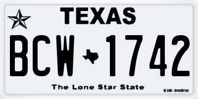TX license plate BCW1742