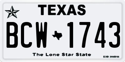 TX license plate BCW1743