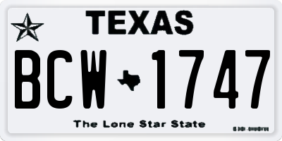 TX license plate BCW1747