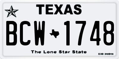 TX license plate BCW1748