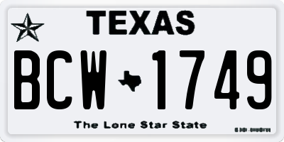 TX license plate BCW1749