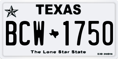 TX license plate BCW1750