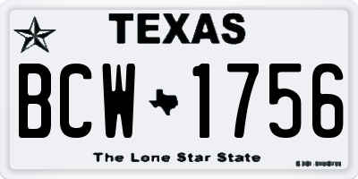 TX license plate BCW1756