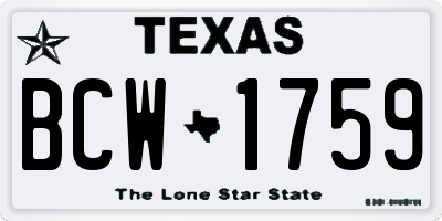 TX license plate BCW1759