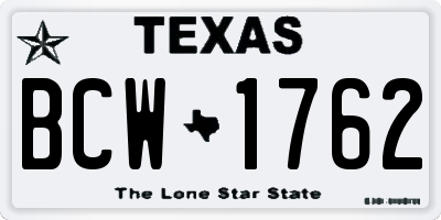 TX license plate BCW1762