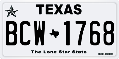 TX license plate BCW1768