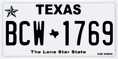TX license plate BCW1769