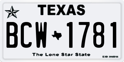 TX license plate BCW1781
