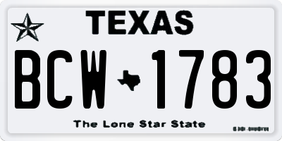 TX license plate BCW1783