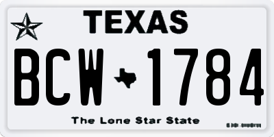 TX license plate BCW1784