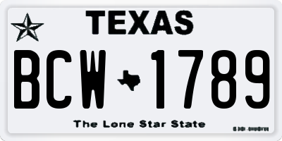 TX license plate BCW1789