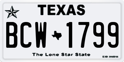 TX license plate BCW1799
