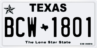 TX license plate BCW1801