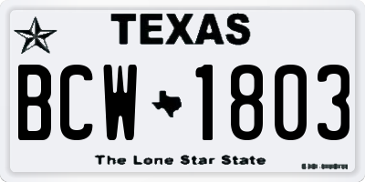 TX license plate BCW1803