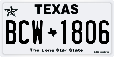 TX license plate BCW1806
