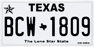 TX license plate BCW1809