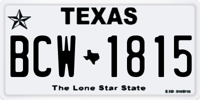 TX license plate BCW1815