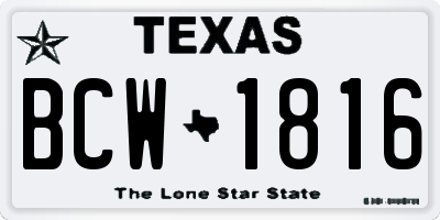 TX license plate BCW1816
