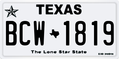 TX license plate BCW1819